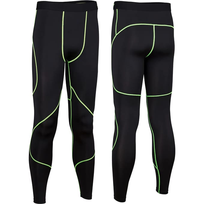 Avento Compressiebroek Comfort - Mannen - Zwart/Fluorgeel - Maat M