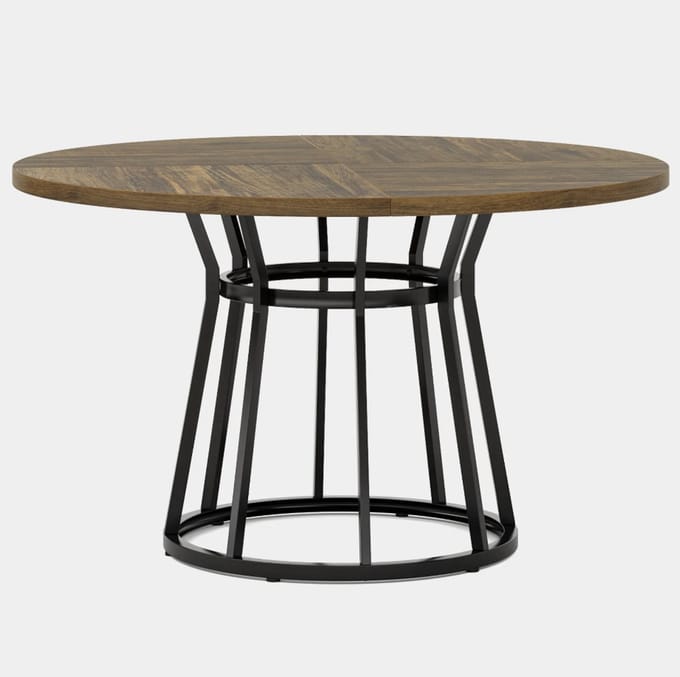 MAZAZU Eettafel – Industrieel Design – Vierkant Tafelblad – Zwart/Bruin – 120x120x75 cm