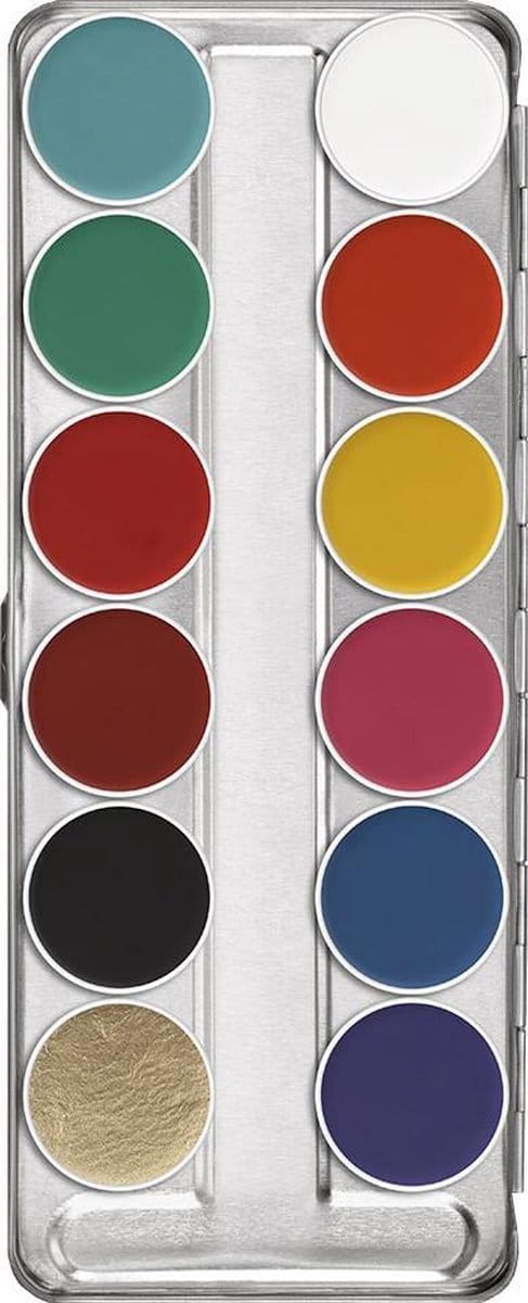 Kryolan Aquacolor Waterschmink Palet - 12 Kleuren FP