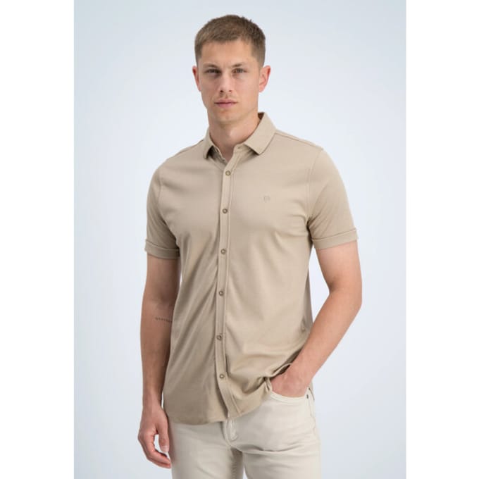 Gabbiano camel heren overhemd   Punt kraag   Regular fit   Knoopsluiting   Korte mouw Camel L