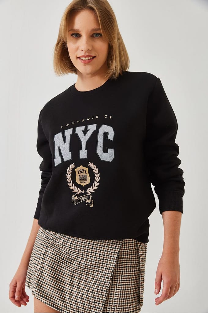 Geborduurde Ronde Hals Katoenen Sweatshirt