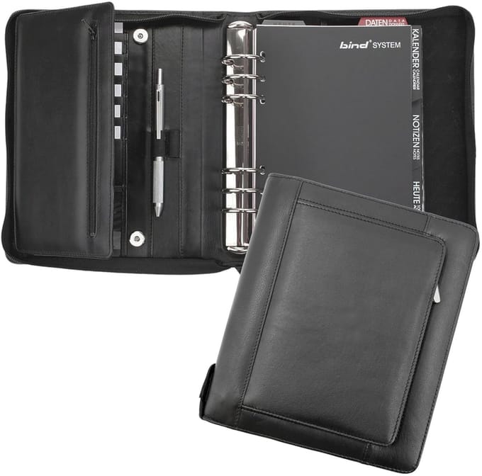 Managerplaner A5 - Systemplaner Timer - Tijd Beheer - Kalender 1 Dag 1 Pagina - 25.5 x 21.5 cm - Zwart