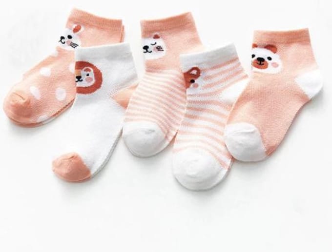 Baby Sokjes - Roze - met Dieren - 0-3 Maanden