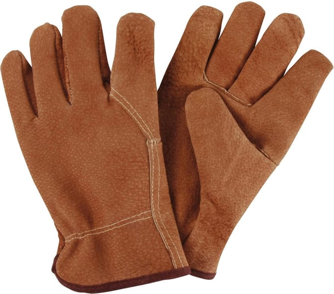 Varkensleren tuinhandschoenen - Bruin