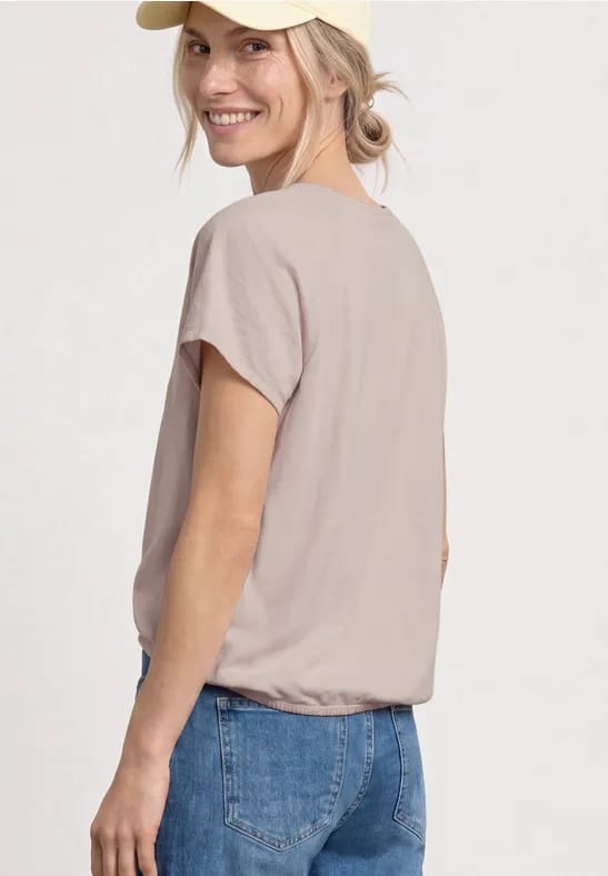 Shirt met overhangende schouders in een structuurmix