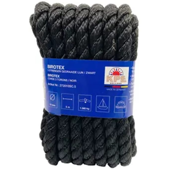 Seilflechter Birotex Gedraaide Lijn Zwart 10mmx5m