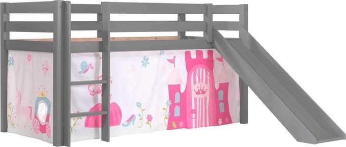 Vipack - Halfhoogslaper Astrid grijs met glijbaan - 90x200 - Grijs