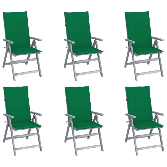 vidaXL - Tuinstoelen - 6 - st - verstelbaar - met - kussens - massief - acaciahout
