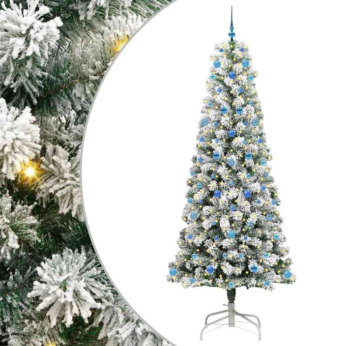 vidaXL - Kunstmatige - Hinged - Kerstboom - 300 - LED's - Groen - en - Wit - 240 - cm