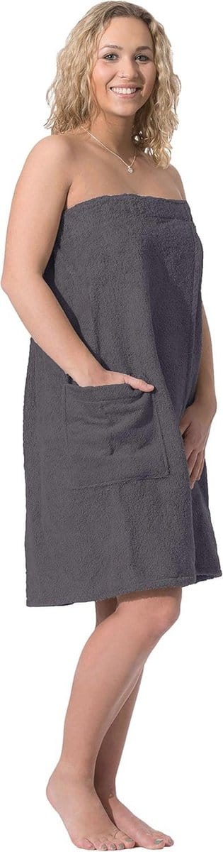 Sauna handdoek voor dames van katoen - met klittenbandsluiting, S/M