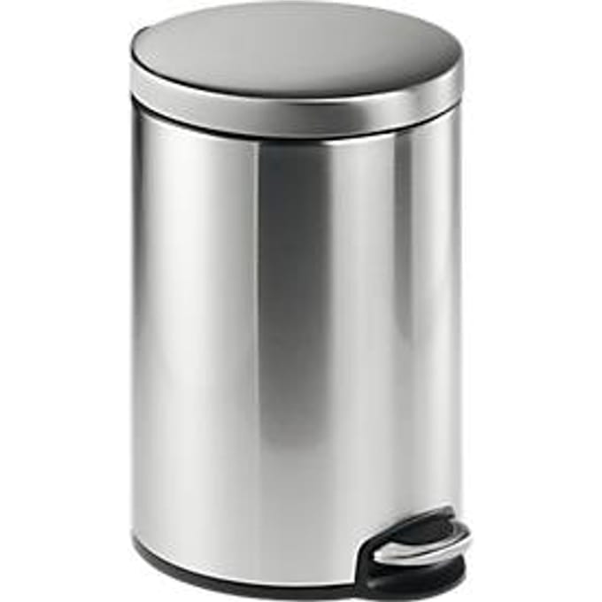 Pedaalemmer metaal rond, Soft Close, 12 liter, rvs