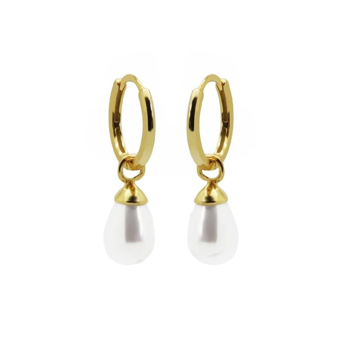 Karma Oorringen Hinged Hoops Hanging Pearl | Goud