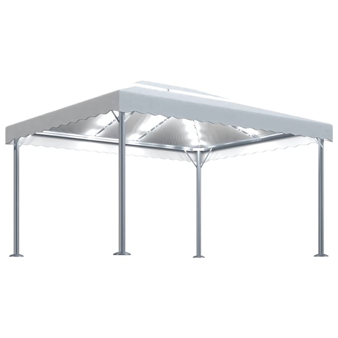 vidaXL - Prieel - met - LED-lichtslinger - 400x300 - cm - aluminium - crèmekleurig