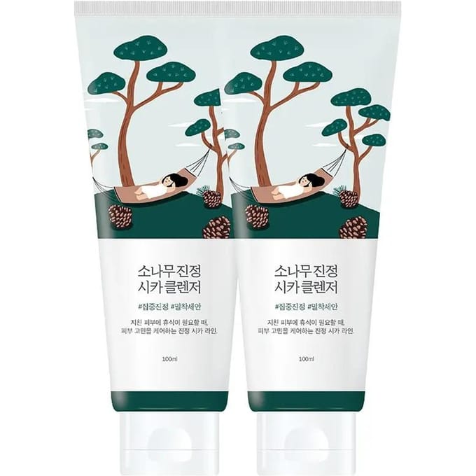 ROUND LAB Pine Calming Cica Cleanser Dubbel Set (150 ml × 2) white