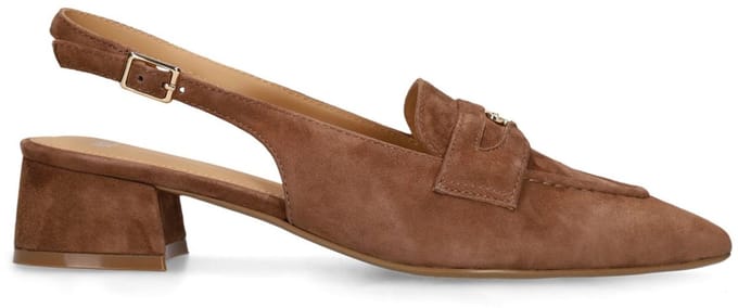 Manfield - Dames - Bruine suède slingbacks - Maat 36
