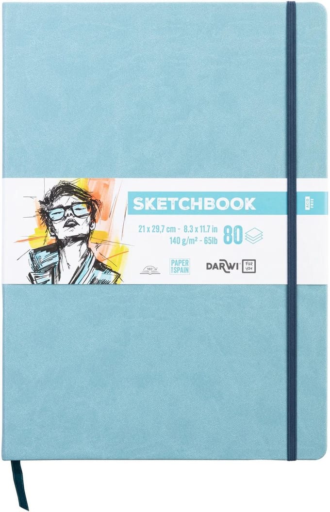 Darwi DFY - Schetsboek - A4 - 140 g - Blauw - 80 vellen