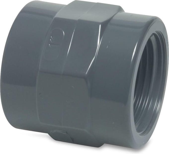 Mega Draadsok PVC-U 3/8" binnendraad 10bar grijs