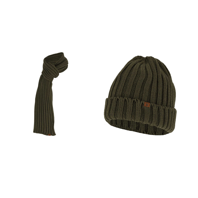 Grofgebreide sjaal + muts heren - Fashion - One size - Khaki / One size