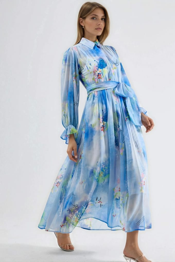 Abstract Patroon Maxi Shirtjurk met Riem