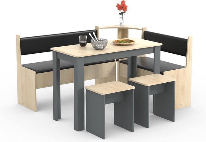 Eckbank Set Esszimmergruppe Bank Tisch und Hocker mit Stauraum