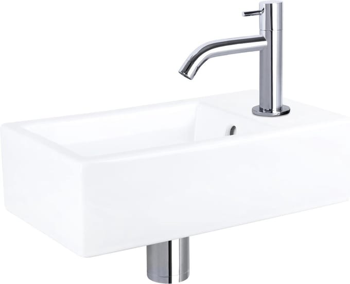 Differnz Force Fonteinset - Keramiek - Kraan gebogen chroom - 40 x 22 x 11.5 cm