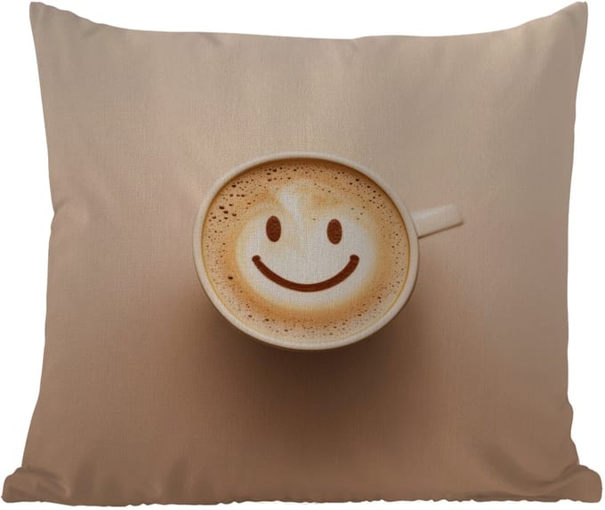 Sierkussen Buiten - Koffie - Melkschuim - Lach - Beige - 60x60 cm - Weerbestendig