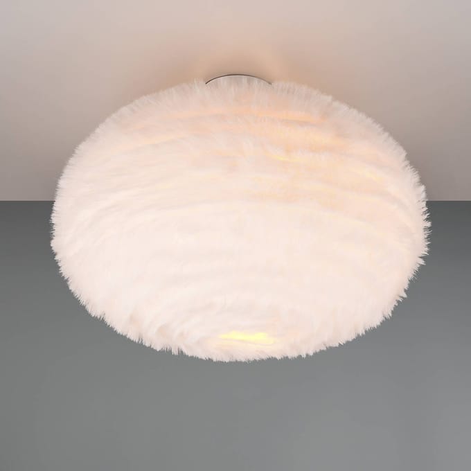 Reality Leuchten Bont plafondlampje, Ø 50 cm, zandkleurig, synthetisch pluche