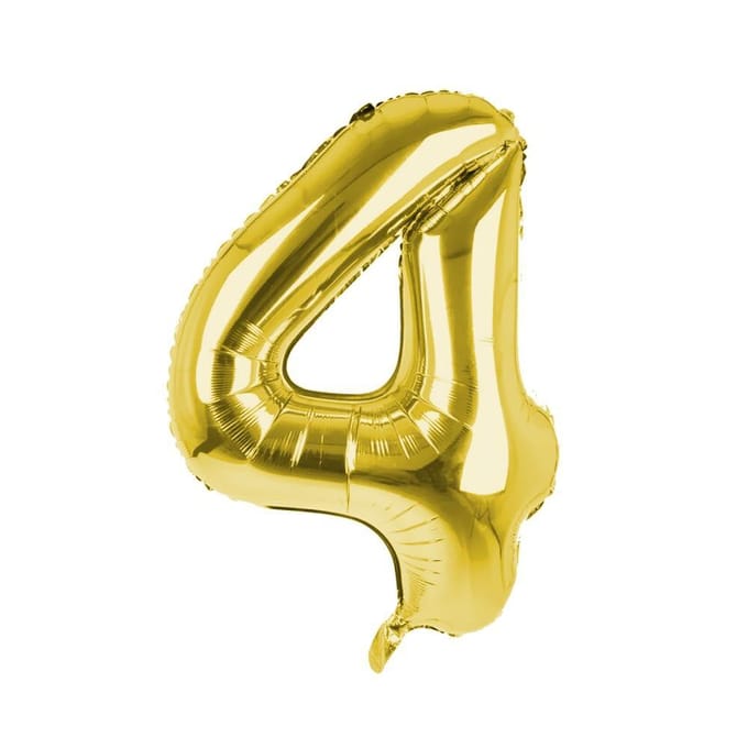 Cijfer Ballon '4'  Goud (100CM)