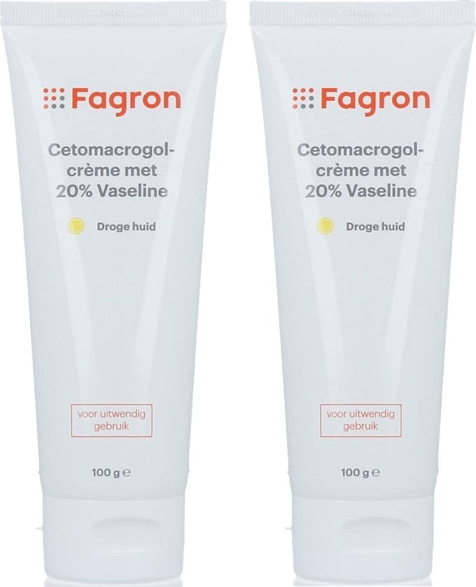 Fagron Cetamacrogolcrème met 20% vaseline - 2x100 gram voordeelverpakking