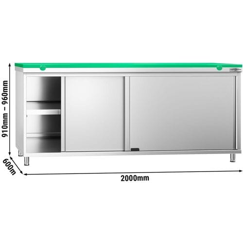GGM Gastro RVS Werkkast PREMIUM - 2000x600mm - met 2 schuifdeuren groen