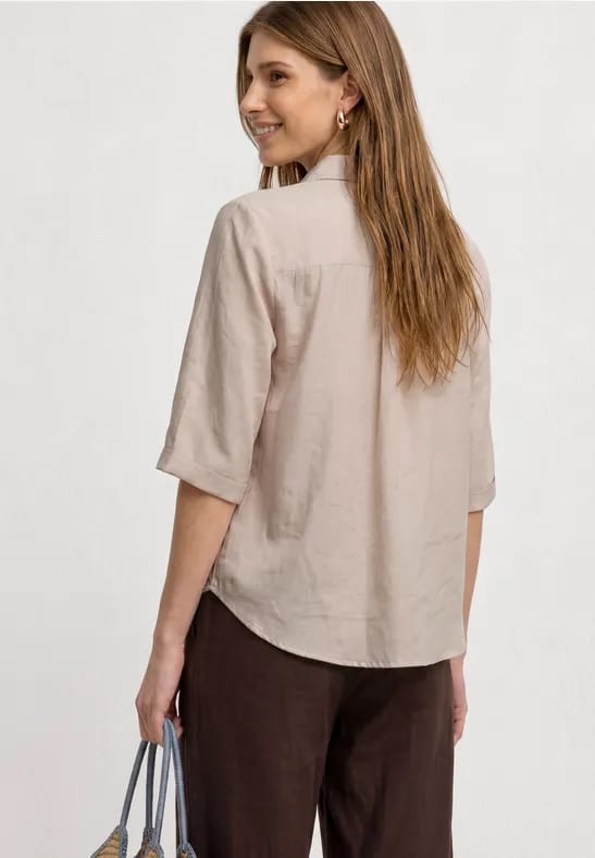 Overhemdblouse met 3/4 mouwen en borstzak