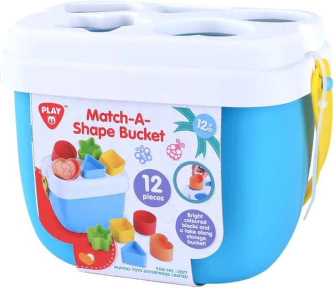 PLAY Shape Sorter Bucket with Shapes 12 pcs.