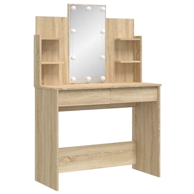 vidaXL - Kaptafel - met - LED-verlichting - 96x40x142 - cm - sonoma - eikenkleurig