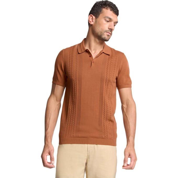 No Excess Pullover Short Sleeve Polo Solid Placed Jacquard Caramel Größe: XXL | Poloshirts Outlet | Herren | Braun