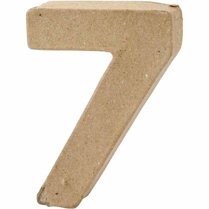 Cijfer, 7, H: 10 cm, B: 7,4 cm, dikte 1,7 cm, 1 stuk