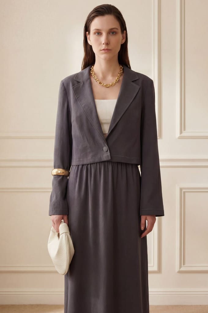 Lange Mouwen Knopshirt & Maxi Rok Twee-Delige Set