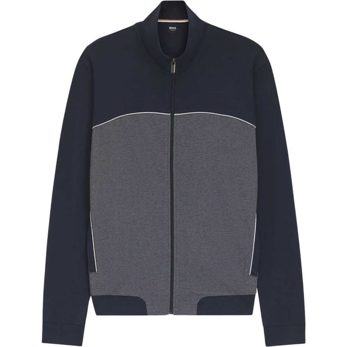 Boss Heren Track Jacket met contrasterende biezen (Donkerblauw)