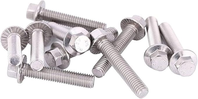 Set van 10 RVS SS304 zeskant bouten met flens en ring, M8 x 25mm