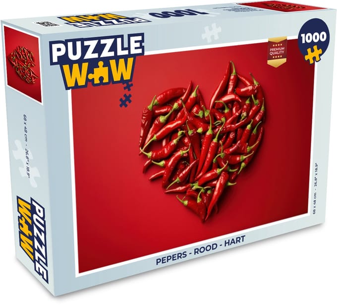 Puzzel Pepers - Rood - Hart - Legpuzzel - Puzzel 1000 stukjes volwassenen