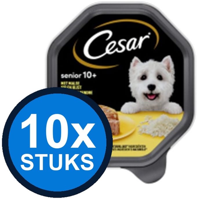 10x Cesar Senior - Kip & Rijst - Hondenvoer - 150g