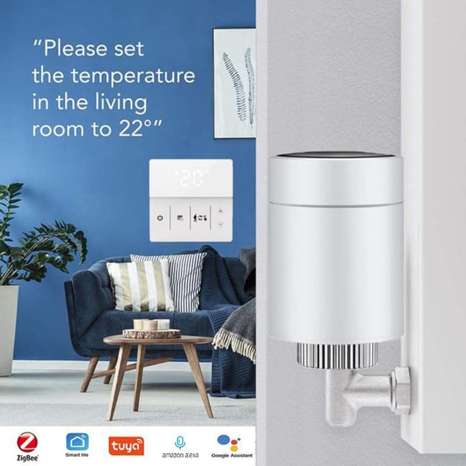 Intelligente temperatuurregelklep Draagbare radiatorklep Programmeerbare temperatuurregelaar Type 2 white
