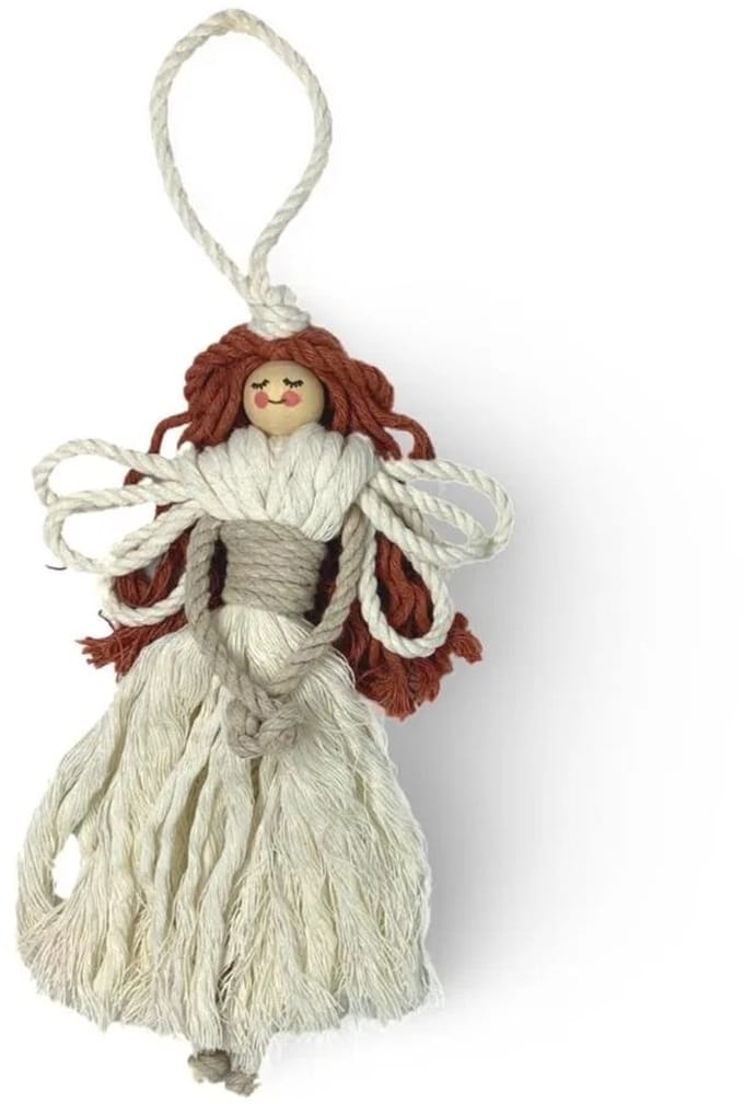 Kerst Engel - Katoenkoord - Handgemaakt in ons Macramé Atelier - Prijs per Stuk - Inclusief Verzendkosten