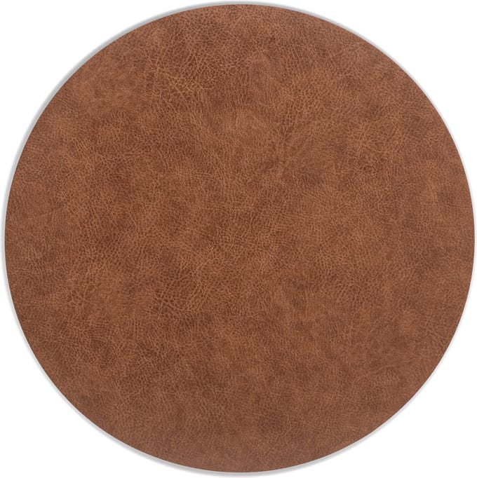 Kade 171 placemats rond 6 stuks 38 cm - lederlook bruin