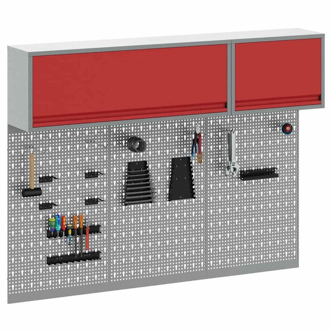 vidaXL - Gereedschapskast - Set - met - plank - 5 - st - Rood - Gepoedercoat - staal