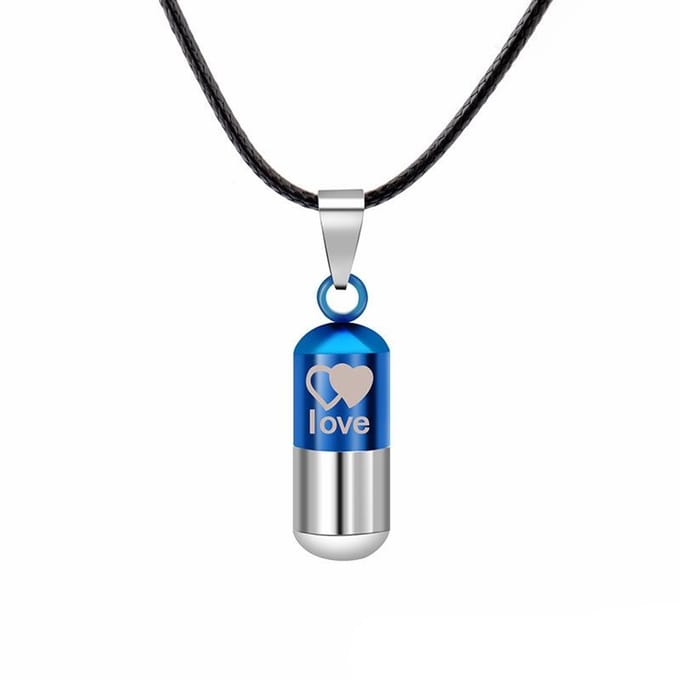 Fako Bijoux® - Ketting Ashanger / Assieraad - Love - Blauw