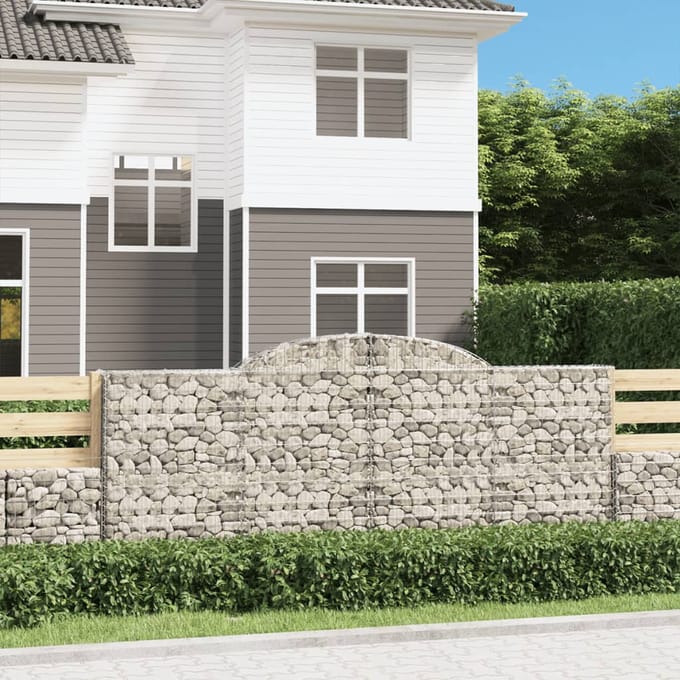 vidaXL - Schanskorven - 12 - st - gewelfd - 300x50x120/140 - cm - ijzer