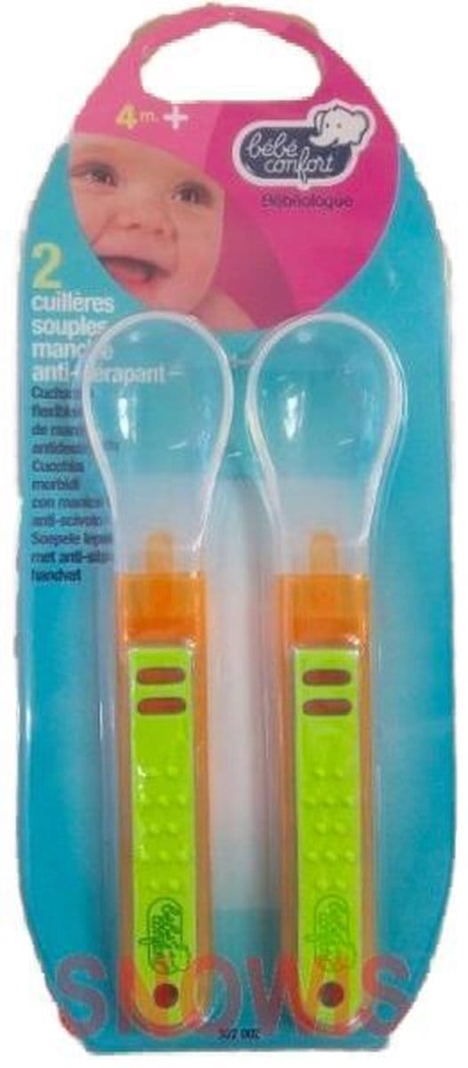 Bebe Confort - 2 Soepele lepels met anti-slip handvat -  Lime