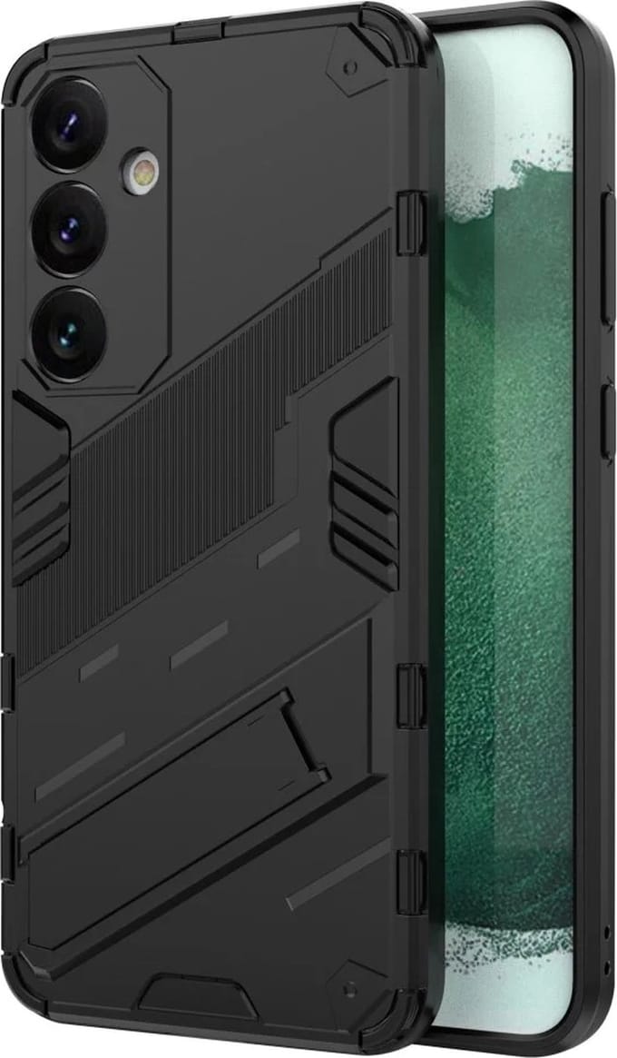 Geschikt voor Samsung Galaxy S24 Plus - Shockproof Kickstand Back Cover Hoesje - Zwart