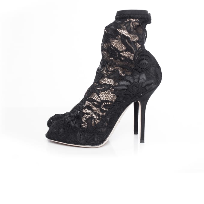 Dolce & Gabbana Stretch enkellaarsjes met kant.