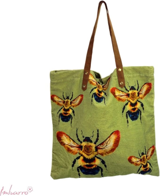 Imbarro - Tas -Shopper -Bee - Bij - Velours - 50x50cm